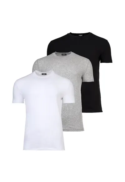 Set de tricouri cambrate - 3 piese - Alb/Negru/Gri