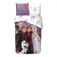 Set lenjerie pat, 100% bumbac, 2 piese, 140x200 cm, 65x65 cm, multicolor, Happy, Frozen Engros