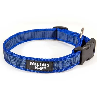 Zgarda textila pentru caini de talie medie, albastra, reglabila, 39-65 cm x 2,5 cm