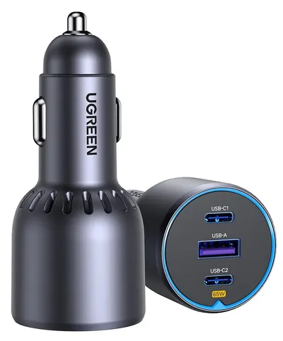 Încărcător auto Ugreen – EC703, 75W, 2xUSB-C, gri