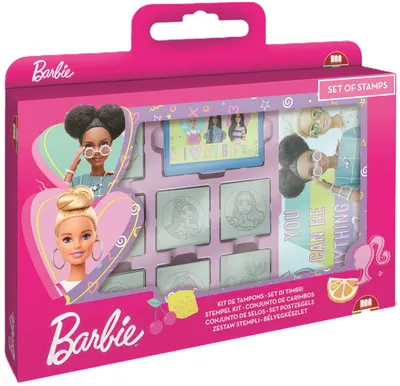 Set de ștampile Multiprint Barbie - 7 buc.,cu 3 carioci