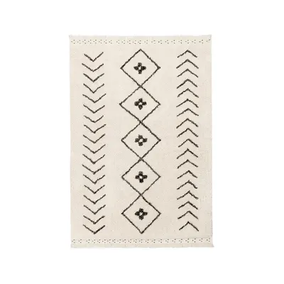 Covor crem lavabil/țesut manual din bumbac 140x210 cm Bereber Rhombs – Lorena Canals