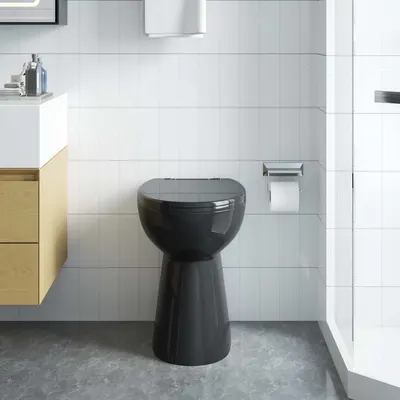 vidaXL Toaletă fără bord 7 cm înălțime suplimentară închidere ușoară ceramică neagră