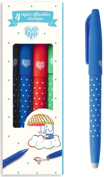 Set de pixuri de șters Djeco - Culori clasice, 4 buc
