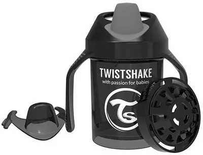 Mini cana cu shaker Twistshake - Neagra, 230 ml