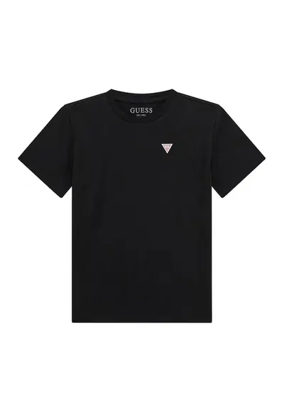 Tricou din bumbac cu decolteu la baza gatului - Negru