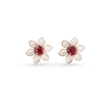 Cercei floare din aur roz cu pietre semipretioase de 11.7ct