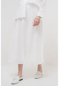 Fusta midi evazata Nippon Ramie - Alb optic