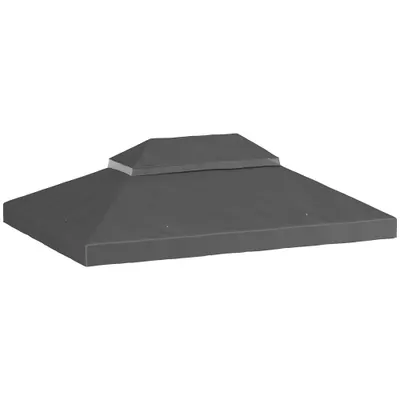 Outsunny Acoperiș de rezervă pentru pavilion, 3 x 4 m, husă de rezervă cu orificii de scurgere, poliester, protecție solară, UPF30+, Gri închis | Aosom Romania
