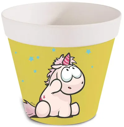 Ghiveci din bambus Nici Theodor & Friends - Unicornul Theodor, galben