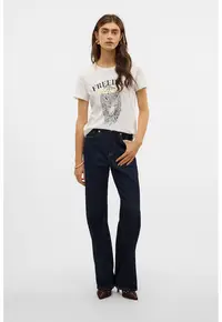 Tricou de bumbac organic cu imprimeu - Alb/Gri inchis