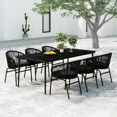 Gossi set de servit masa pentru gradina, 7 piese, negru