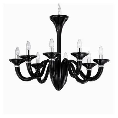 candelabru White Lady, 8 becuri, dulie E14, D:770 mm, H:600/1360 mm, Negru