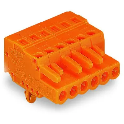 1-conductor female plug; Snap-in mounting feet; 2.5 mm²; Pin spacing 5.08 mm; 15-pole; 2,50 mm²; orange