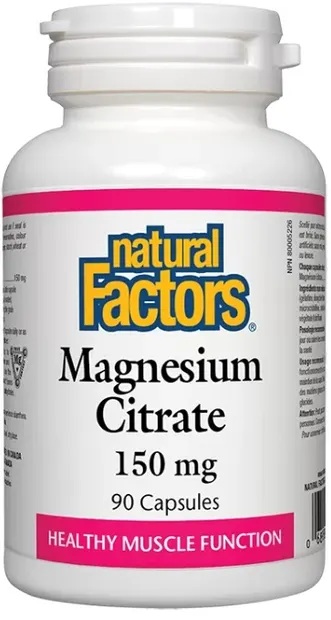 Magnesium Citrate, 150 mg, 90 capsule, Natural Factors