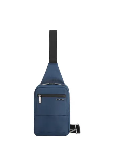 Geanta crossbody unisex cu buzunare multiple - Albastru