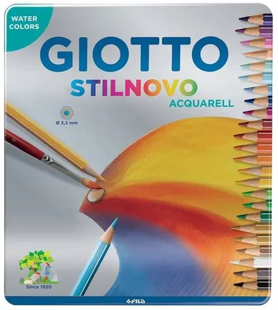 Creioane acuarelă Giotto Stilnovo -24 de culori, într-o cutie metalică