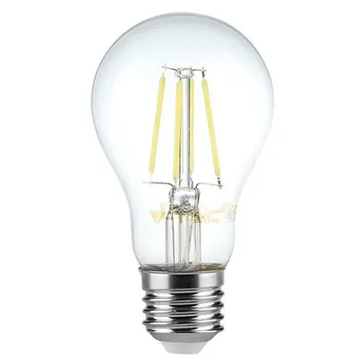 Bec E27 A60 cu filament dimabil LED 8W 3000K alb cald V-TAC SKU-212815