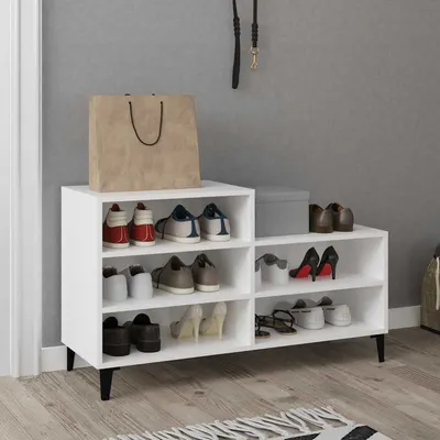 vidaXL Pantofar, alb, 102x36x60 cm, lemn compozit