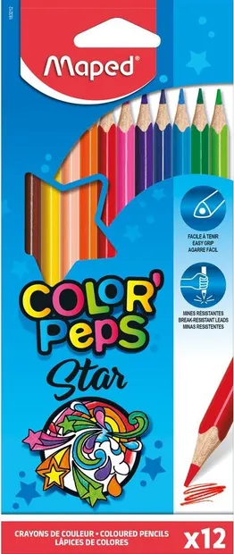 Set creioane colorate Maped Color Peps - Star, 12 culori