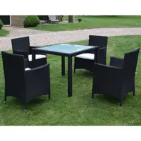 Gossi set mobilier de exterior cu perne, 5 piese, negru, poliratan