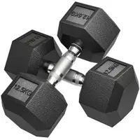 HOMCOM Ganteră Hexagonală din Cauciuc 12,5 kg, Portabilă, pentru Acasă sau Sală | Aosom Romania