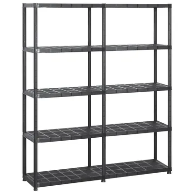 vidaXL Raft de depozitare cu 5 polițe, negru, 142x38x170 cm, plastic