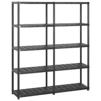 vidaXL Raft de depozitare cu 5 polițe, negru, 142x38x170 cm, plastic