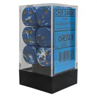 Set 12 Zaruri Chessex Brush d6 Dice 16mm - Wavebreak/Auriu