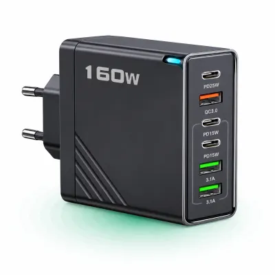 Incarcator Timebox, 160W Putere Totala, 4 Porturi PD + QC3.0 - Default Title