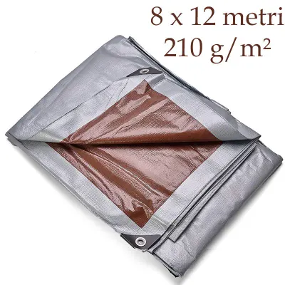 Prelata ranforsata PE, 8x12 m, 210 g/mp, protectie ploaie, zapada, UV, inghet