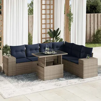 Gossi set mobilier de gradina cu perne, 14 piese, gri, poliratan