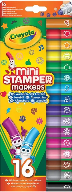 Set mini markere cu ștampile Crayola - 16 culori