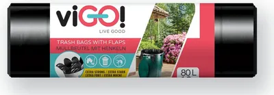 Saci de gunoi viGO! - LD, 80 l, 10 bucăți, închidere Wavetop, negri