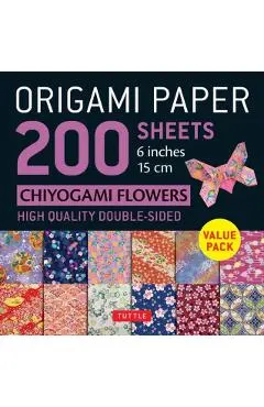 Origami Paper 200 Sheets Chiyogami Flowers 6 (15 CM): Tuttle Origami Paper: Double Sided Origami Sheets Printed with 12 Different Designs (Instruction