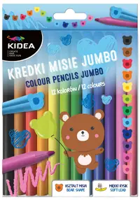 Creioane colorate Kidea Jumbo - Ursuleți, 12 culori
