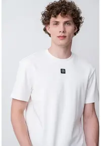 Tricou de bumbac cu decolteu la baza gatului Dalile - Alb