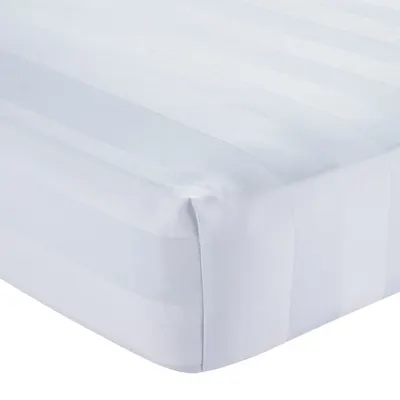 Cearceaf alb din satin cu elastic 150x200 cm So Soft Satin Stripe – Catherine Lansfield