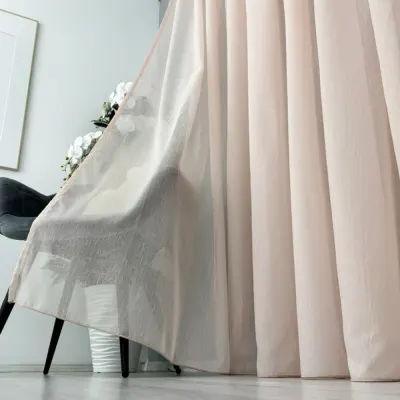 Perdea Cristal tip IN plin, Roz uni, 140cm latime x 260cm inaltime, cu rejansa pt bara