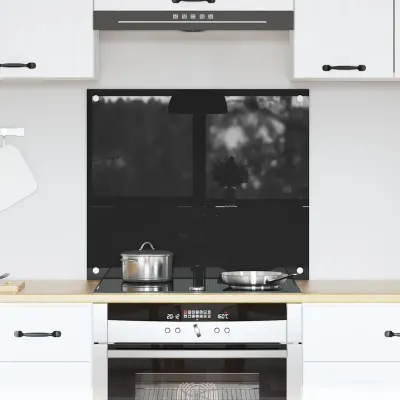 vidaXL Panou de bucătărie Negru 70 x 60 cm sticlă securizată