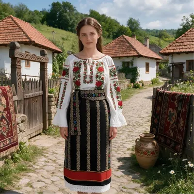 Costum popular format din catrinta , brau si ie - Robertina