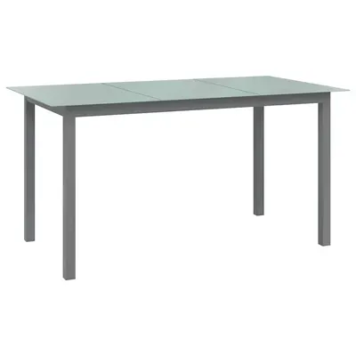 vidaXL Masă de grădină, gri deschis, 150x90x74 cm, aluminiu și sticlă