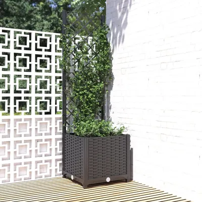 vidaXL Jardinieră de grădină cu spalier, neagră, 40x40x136 cm, PP