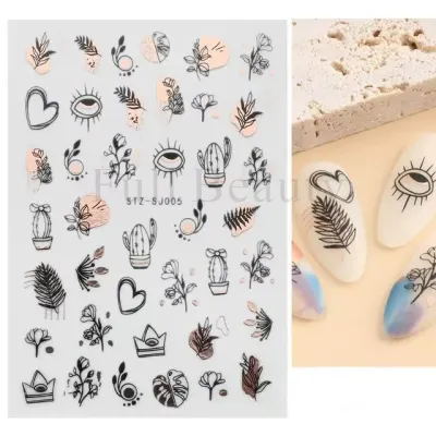 Abtibilduri unghii Marquise, STICKER24, Rose gold/Negru