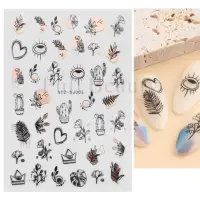 Abtibilduri unghii Marquise, STICKER24, Rose gold/Negru