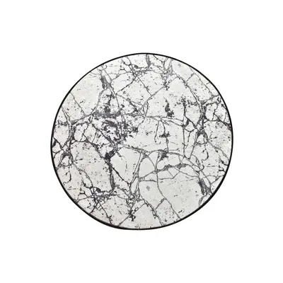 Covoraș de baie Foutastic Marble Circle, ø 100 cm, alb - negru
