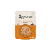 APPLAWS Piept, Pui și Ficat, plic hrană umedă pisici, (în aspic), 70g