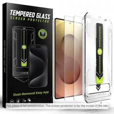 Folie de protectie Ecran Techsuit TitanGlass CrystalHD pentru Samsung Galaxy S25 FE, Sticla Securizata, Full Glue, Set 2 bucati