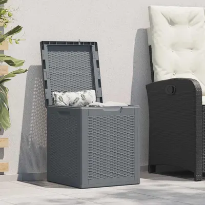 vidaXL Cutie de depozitare pentru grădină, gri, 90 L, PP ratan