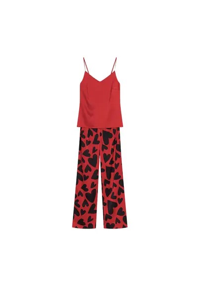 Pijamale de dama Jenya rosu - Geometric